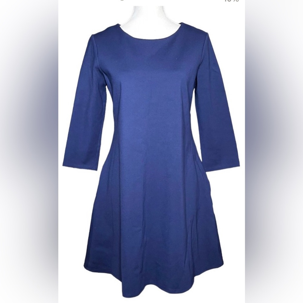 Jude Connally  3/4 Sleeve Navy Blue Dress